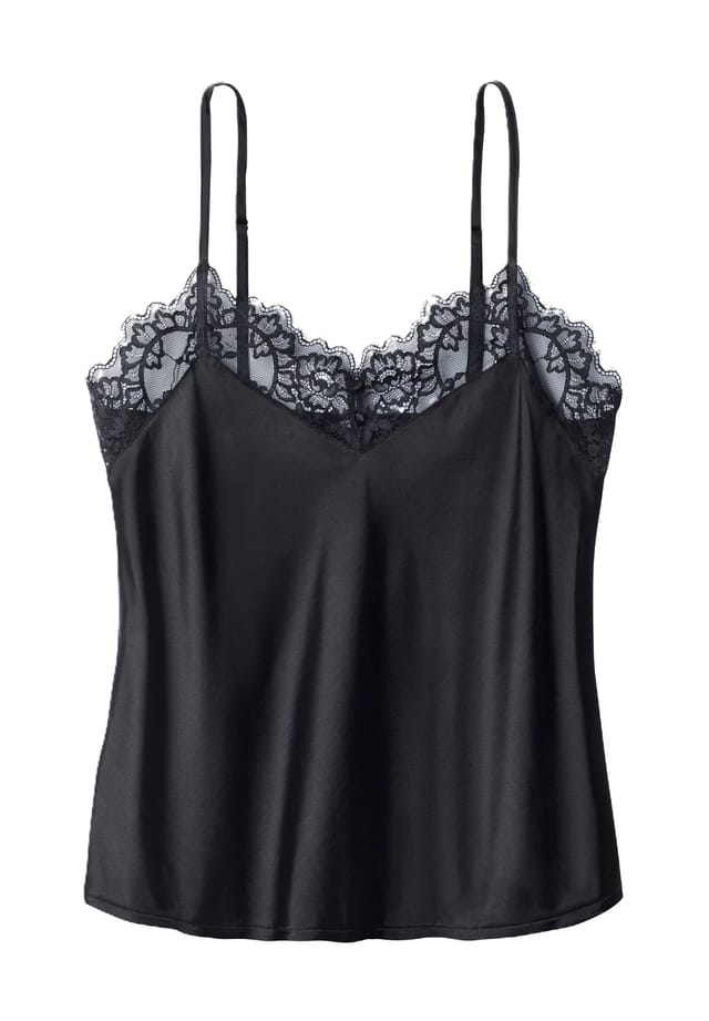 Кружевной топ Alana с добавлением шелка и тонкими бретельками Lascana, черный
Кружевной топ Alana с добавлением шелка и тонкими бретельками Lascana, черный