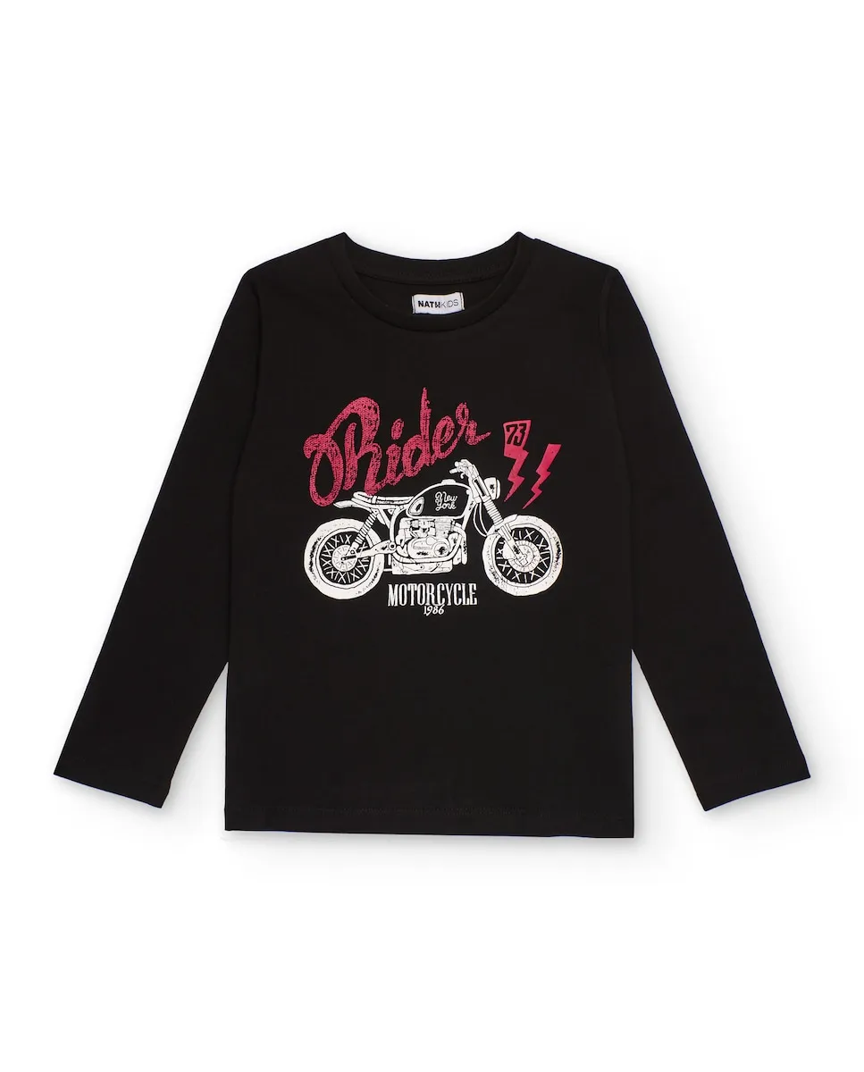 Черная детская футболка с длинными рукавами с рисунком мотоцикла Tuc tuc
Черная детская футболка с длинными рукавами с рисунком мотоцикла Tuc tuc