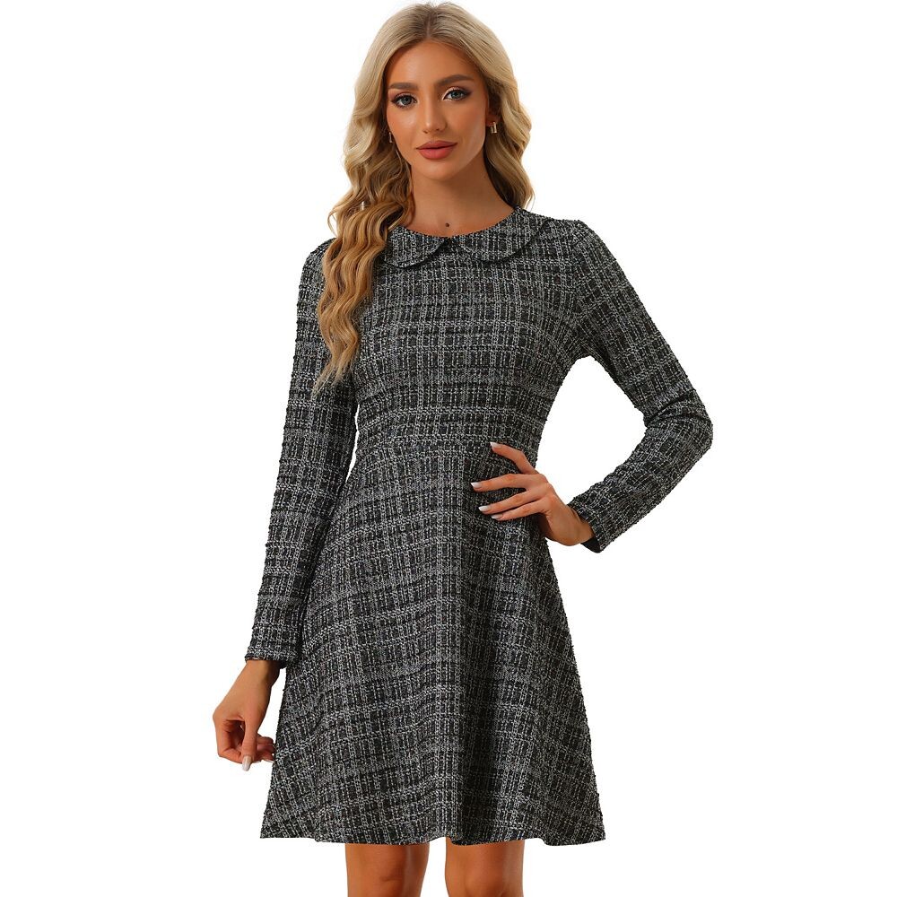 Женское винтажное твидовое платье трапециевидной формы в клетку с воротником Питера Пэна и длинными рукавами ALLEGRA K, черный
Женское винтажное твидовое платье трапециевидной формы в клетку с воротником Питера Пэна и длинными рукавами ALLEGRA K, черный