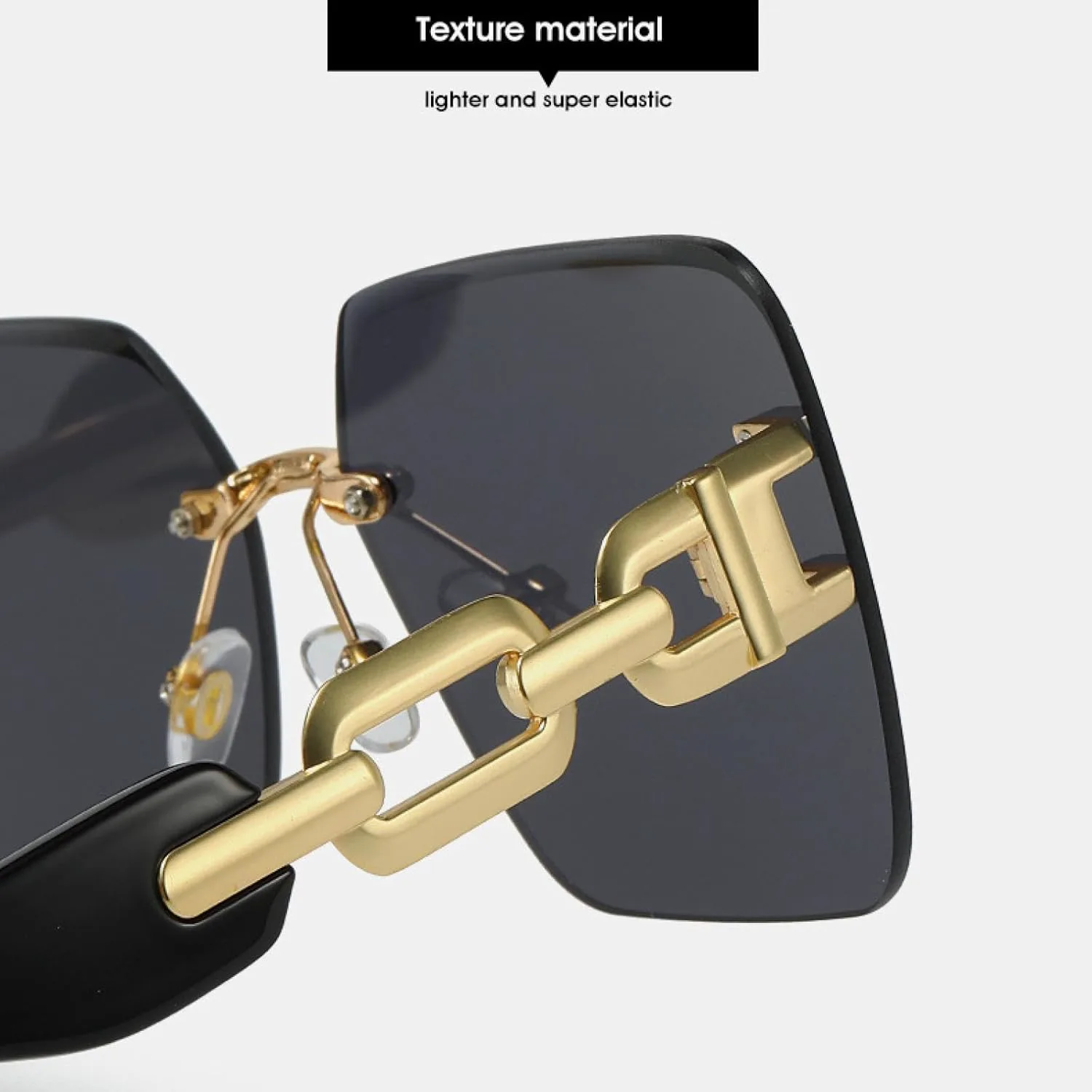 Крупные солнцезащитные очки без оправы на цепочке в винтажном стиле для мужчин и женщин, стильные и модные, с защитой от УФ-излучения UV400 TKKTLLT, Black Gray
Крупные солнцезащитные очки без оправы на цепочке в винтажном стиле для мужчин и женщин, стильные и модные, с защитой от УФ-излучения UV400 TKKTLLT, Black Gray