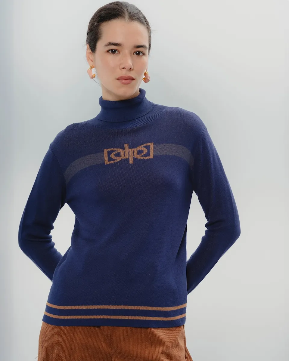 Женский джемпер с высоким воротником Carla Dolores Promesas, синий 
Женский джемпер с высоким воротником Carla Dolores Promesas, синий