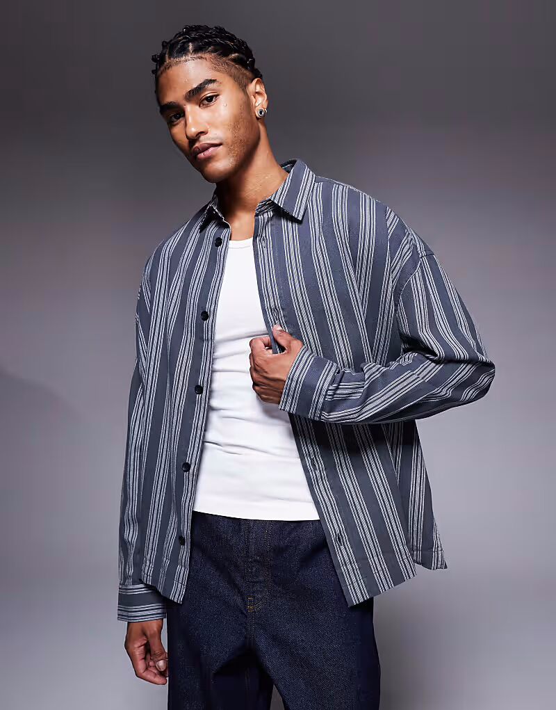 Рубашка в полоску оверсайз темно-серого цвета Asos Design
Рубашка в полоску оверсайз темно-серого цвета Asos Design