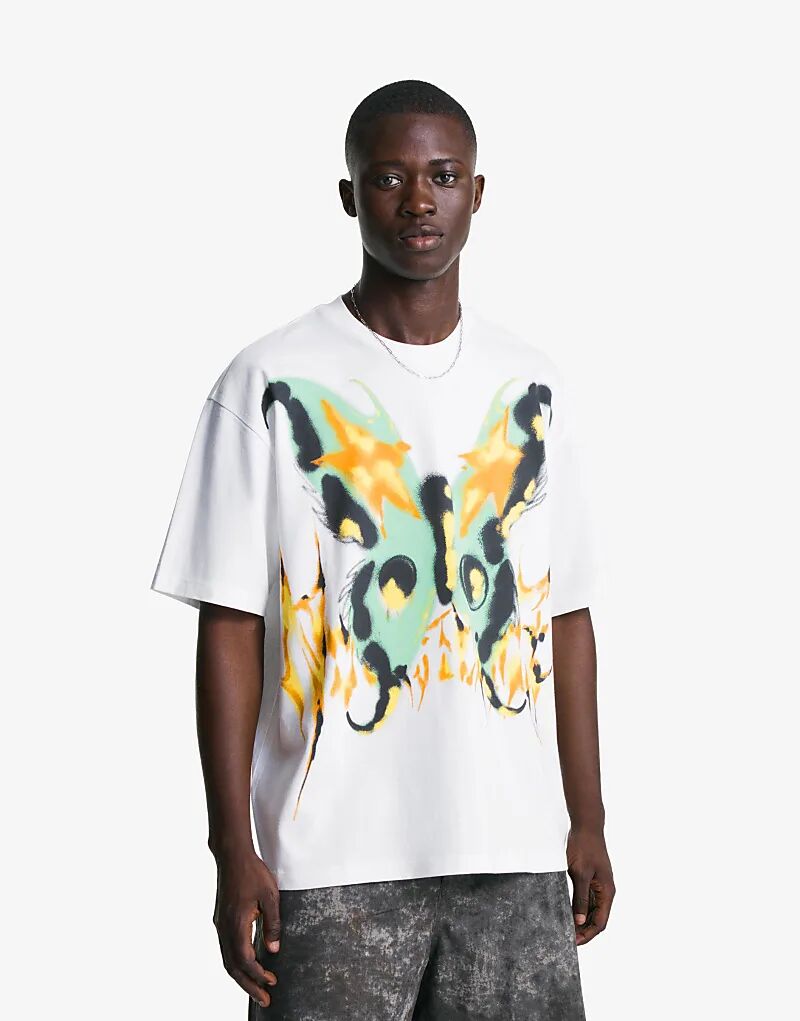 Футболка Bershka с коротким рукавом и принтом белого цвета 
Футболка Bershka с коротким рукавом и принтом белого цвета