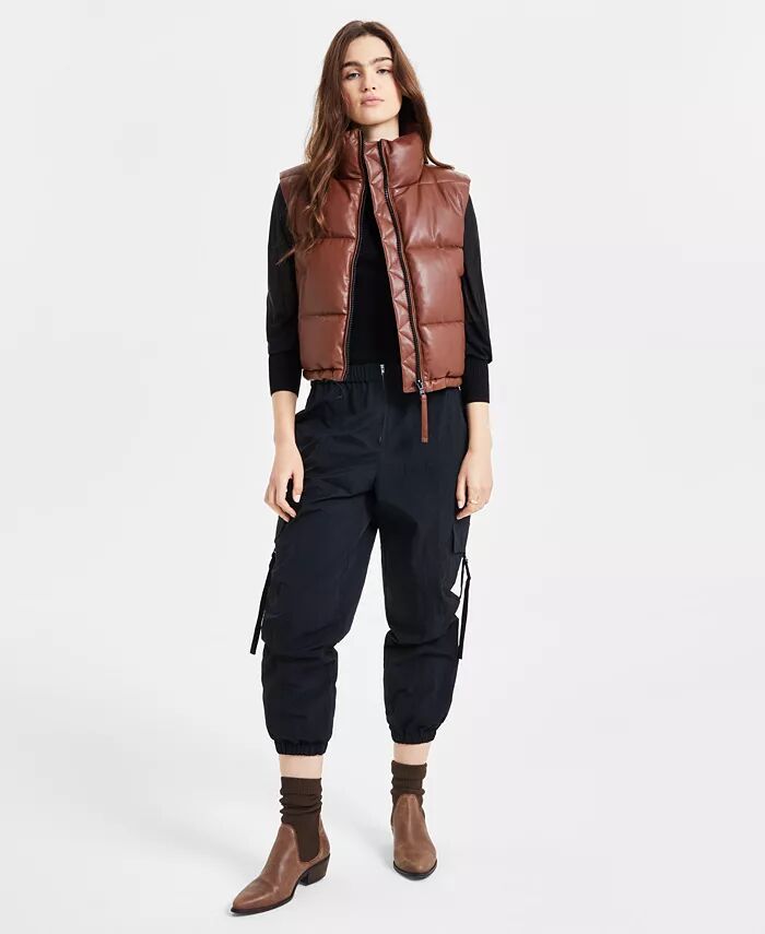 Женский стеганый жилет из искусственной кожи с воротником-стойкой S13, коричневый
Женский стеганый жилет из искусственной кожи с воротником-стойкой S13, коричневый