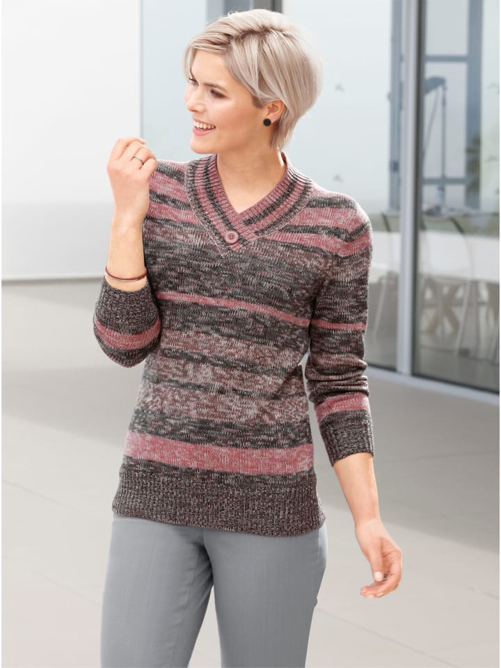 WITT WEIDEN Свитер с V-образным вырезом в полоску лососево-антрацитового цвета
WITT WEIDEN Свитер с V-образным вырезом в полоску лососево-антрацитового цвета