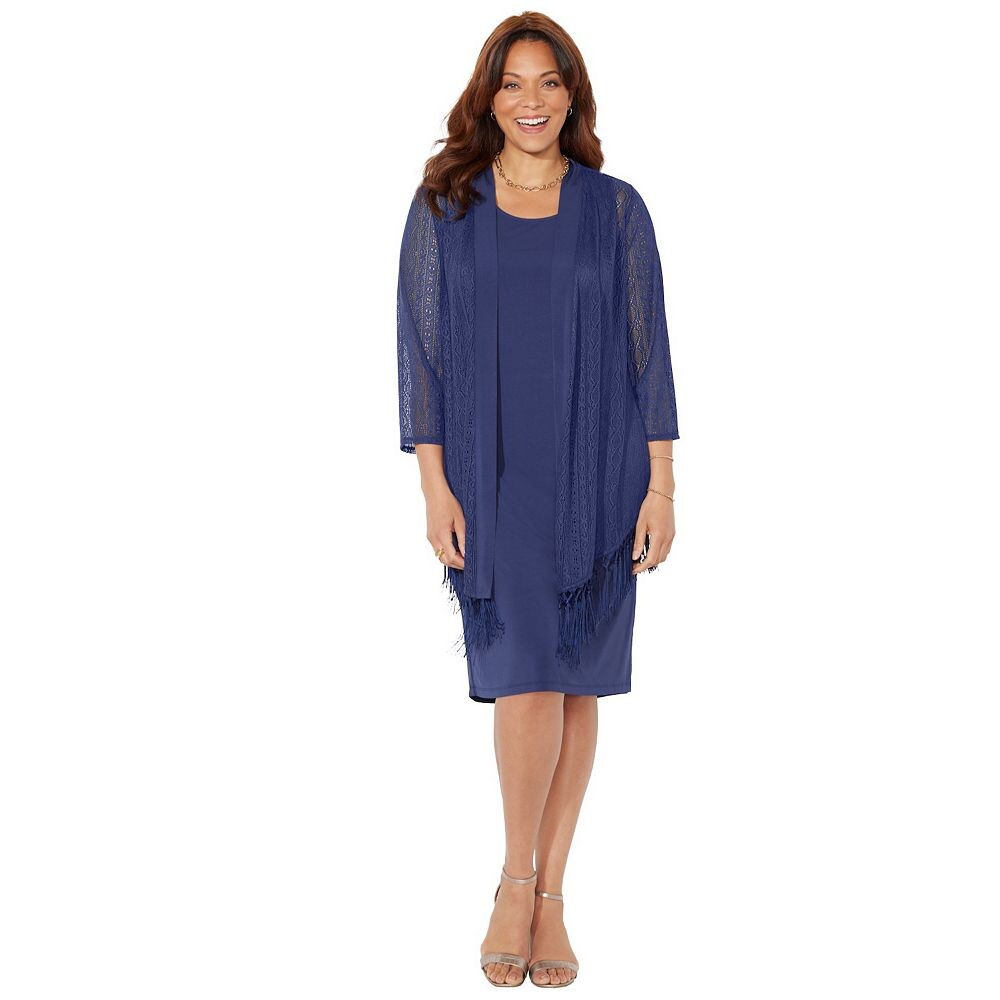 Женская куртка и платье с бахромой, связанная крючком, Katerinas больших размеров Catherines, темно-синий
Женская куртка и платье с бахромой, связанная крючком, Katerinas больших размеров Catherines, темно-синий