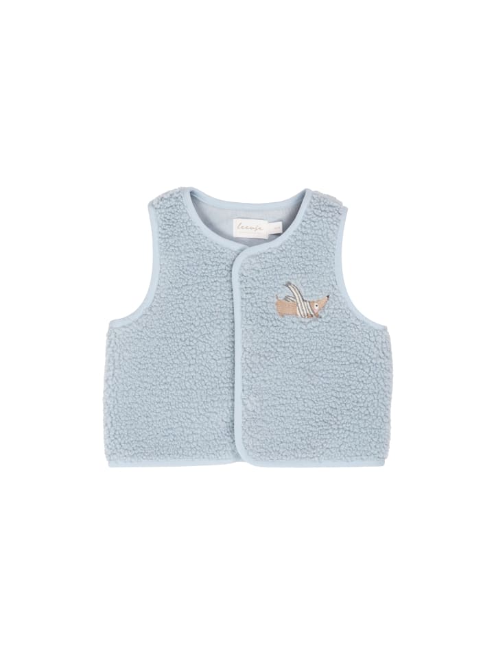 Leevje Плюшевый жилет с вышивкой в виде таксы, нежно-голубого цвета
Leevje Плюшевый жилет с вышивкой в виде таксы, нежно-голубого цвета