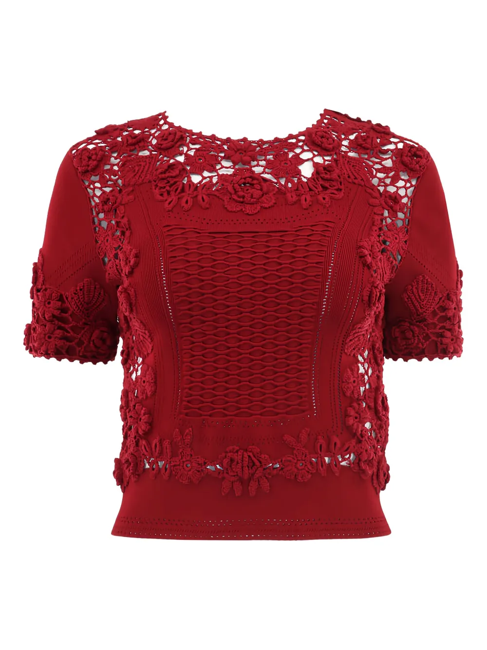 Топ Stella, связанный крючком Ulla Johnson, красный 
Топ Stella, связанный крючком Ulla Johnson, красный