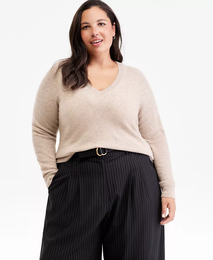 Свитер больших размеров из 100% кашемира с V-образным вырезом Charter Club, коричневый/бежевый
Свитер больших размеров из 100% кашемира с V-образным вырезом Charter Club, коричневый/бежевый