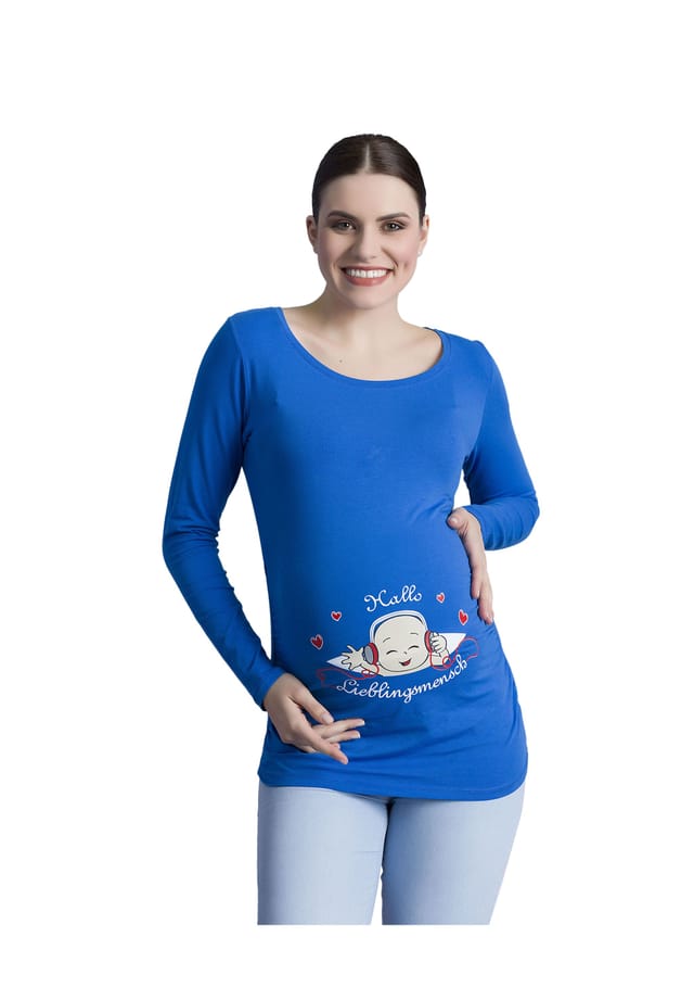 Рубашка для беременных с длинными рукавами с мотивом «Привет любимому человеку» M.M.C., синий
Рубашка для беременных с длинными рукавами с мотивом «Привет любимому человеку» M.M.C., синий