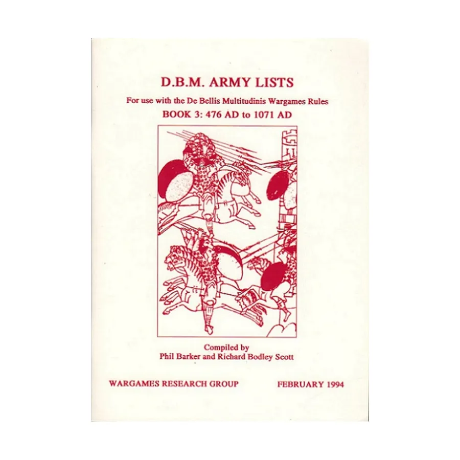 Армейские списки DBM № 3 - с 476 по 1071 год нашей эры (1-е издание), De Bellis Multitudinus - Ancients & Medieval (Wargames Research Group)
Армейские списки DBM № 3 - с 476 по 1071 год нашей эры (1-е издание), De Bellis Multitudinus - Ancients & Medieval (Wargames Research Group)