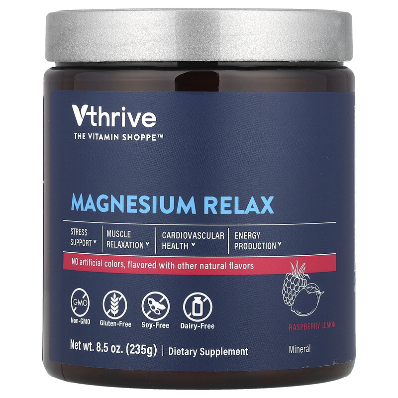 Vthrive, Magnesium Relax, малина и лимон, 235 г (8,5 унции)
Vthrive, Magnesium Relax, малина и лимон, 235 г (8,5 унции)
