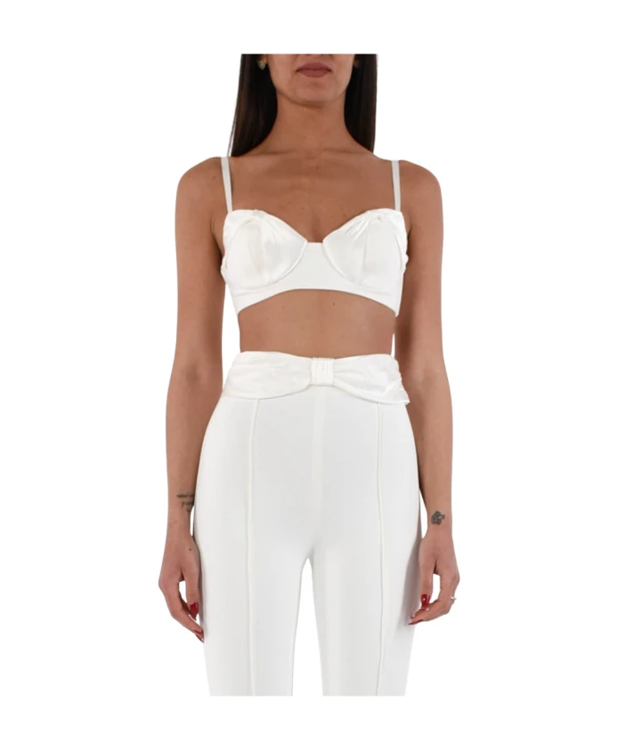 Тканевый топ из крепа с бантом из атласа Elisabetta Franchi, белый
Тканевый топ из крепа с бантом из атласа Elisabetta Franchi, белый