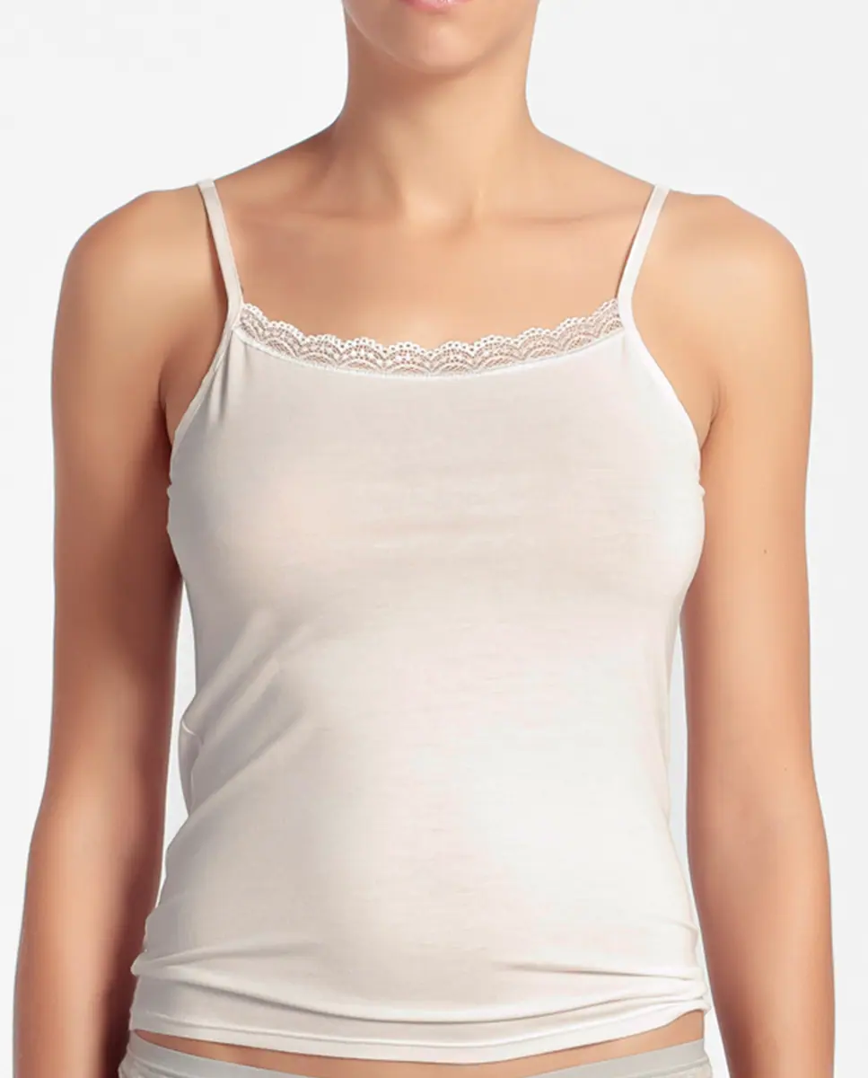 Женская майка на бретелях с кружевной отделкой Promise, белый
Женская майка на бретелях с кружевной отделкой Promise, белый