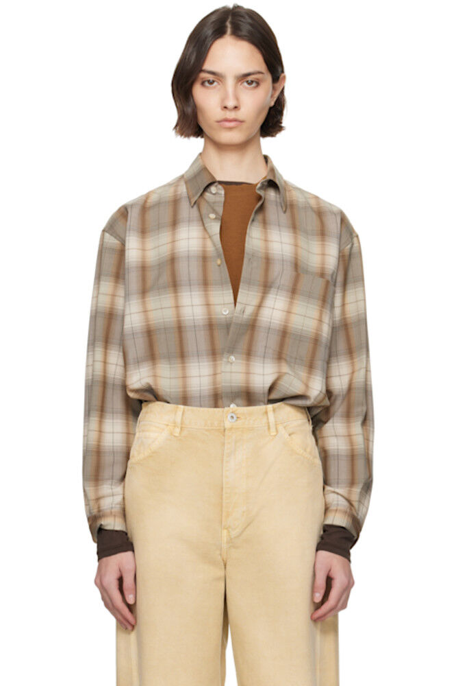 Рубашка из суперлегкой шерсти в клетку коричневого и серого цветов AURALEE
Рубашка из суперлегкой шерсти в клетку коричневого и серого цветов AURALEE