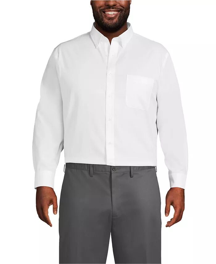 Рубашка-платье Supima Pinpoint с воротником-стойкой на пуговицах, традиционная посадка для больших и высоких Lands' End, белый 
Рубашка-платье Supima Pinpoint с воротником-стойкой на пуговицах, традиционная посадка для больших и высоких Lands' End, белый