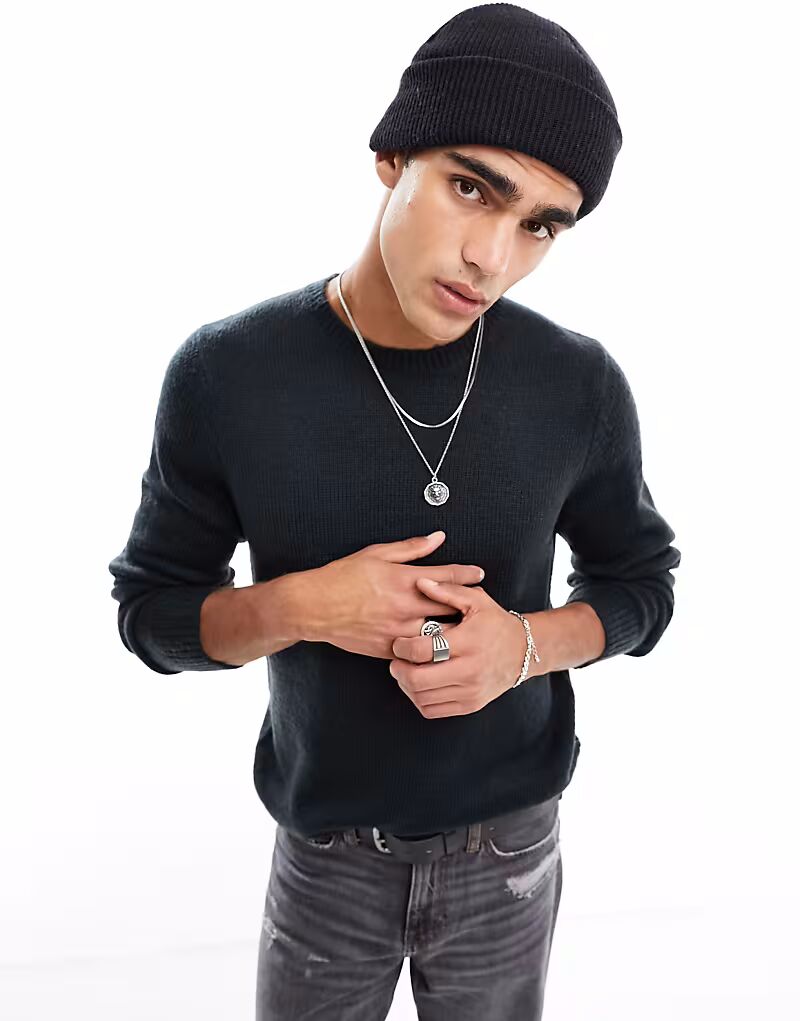 Вязаный джемпер & SONS с круглым вырезом темно-синего цвета Only & Sons
Вязаный джемпер & SONS с круглым вырезом темно-синего цвета Only & Sons