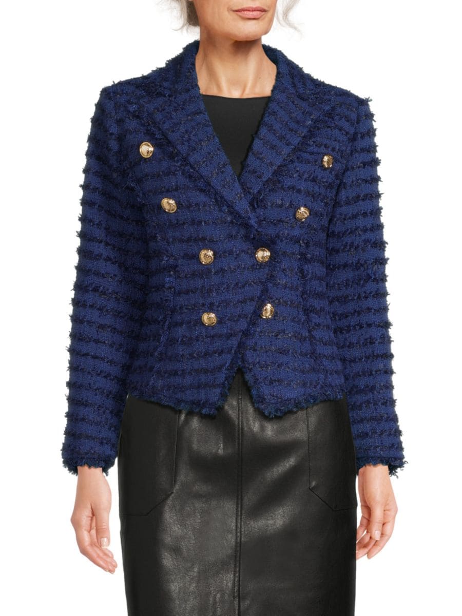 Двубортный блейзер с бахромой Wdny, темно-синий
Двубортный блейзер с бахромой Wdny, темно-синий