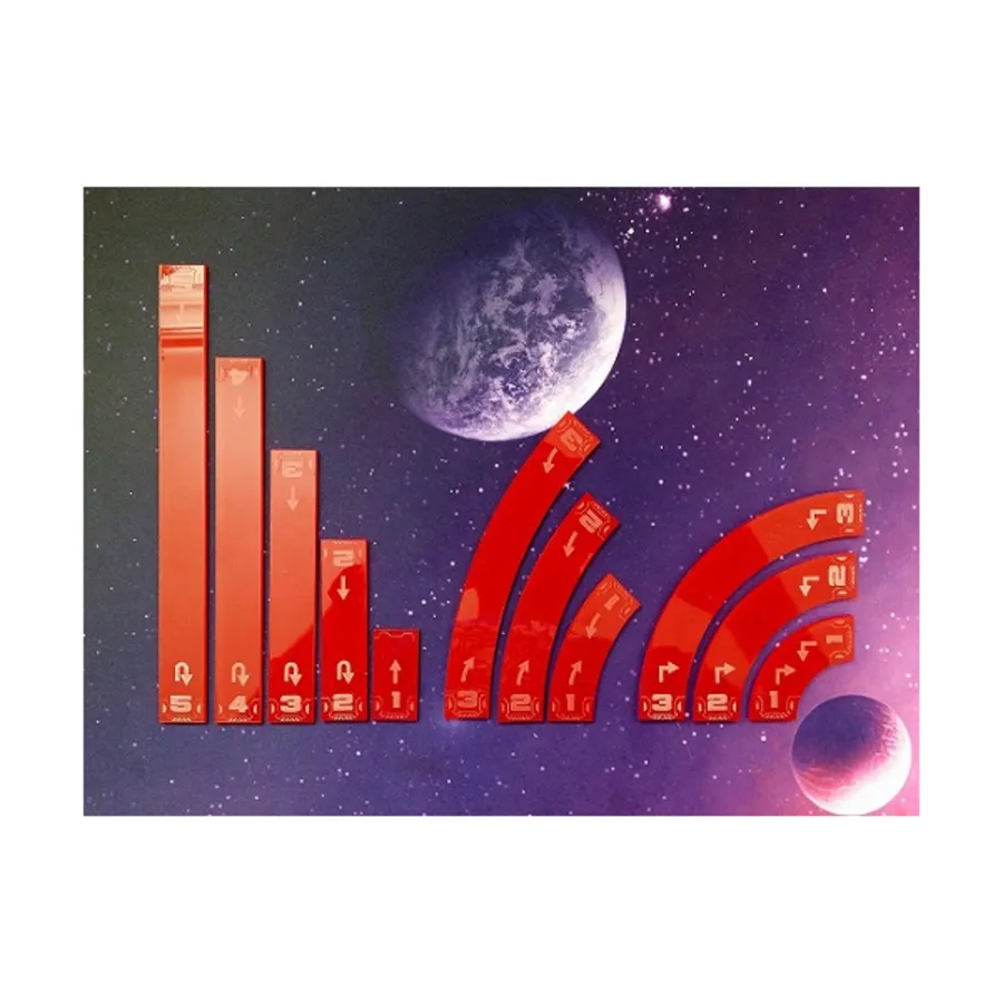 Космический истребитель — шаблоны движений — красный, Miniature Gaming Templates (Micro Art Studio) 
Космический истребитель — шаблоны движений — красный, Miniature Gaming Templates (Micro Art Studio)