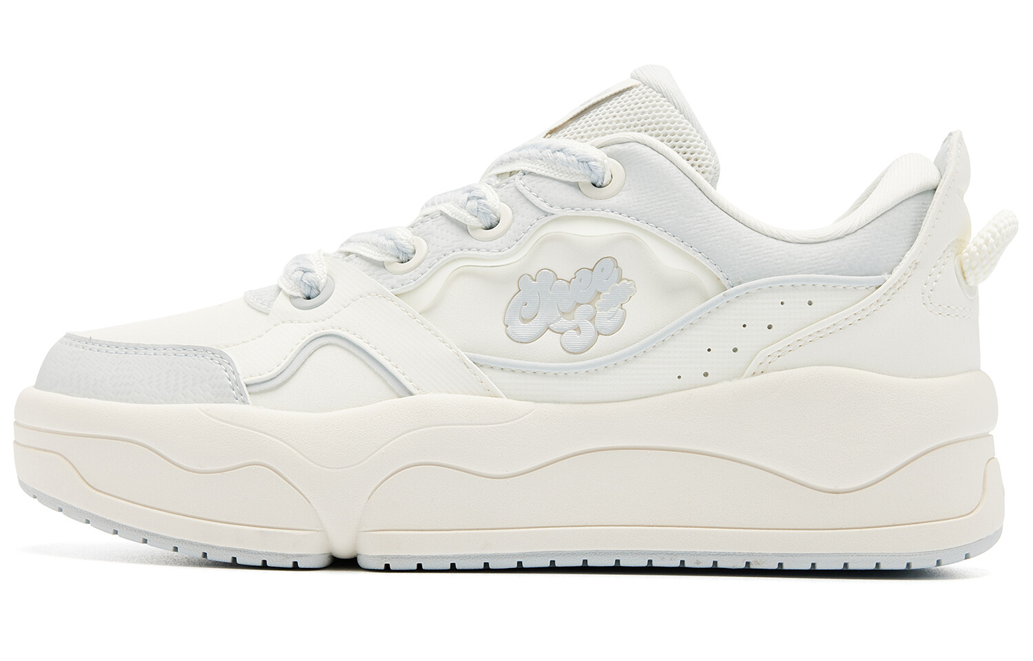 Кроссовки для скейтбординга Cheese женские с низким верхом цвета слоновой кости, серо-серебристый Qiaodan, цвет Ivory gray-silver 
Кроссовки для скейтбординга Cheese женские с низким верхом цвета слоновой кости, серо-серебристый Qiaodan, цвет Ivory gray-silver