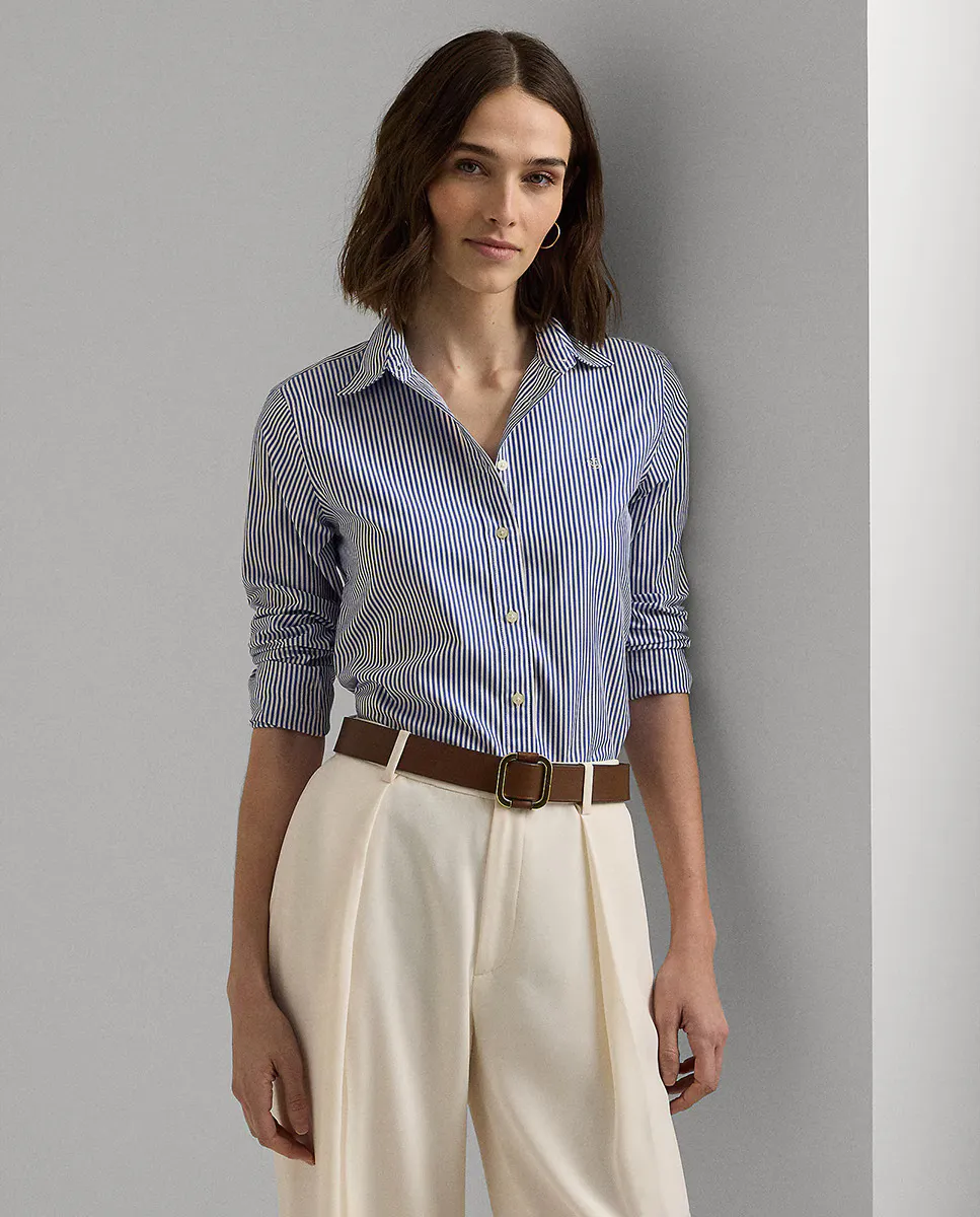 Женская полосатая хлопковая рубашка Lauren Ralph Lauren, синий
Женская полосатая хлопковая рубашка Lauren Ralph Lauren, синий