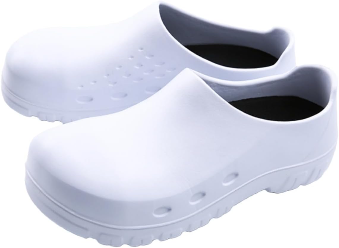Кухонные нескользящие туфли Eliogn для мужчин и женщин, с стальным носком, защитные сабо, водонепроницаемые, маслостойкие, противоскользящие, удобные обувь для кухни, ресторанов, сферы питания и медсестринской работы, белый
Кухонные нескользящие туфли Eliogn для мужчин и женщин, с стальным носком, защитные сабо, водонепроницаемые, маслостойкие, противоскользящие, удобные обувь для кухни, ресторанов, сферы питания и медсестринской работы, белый