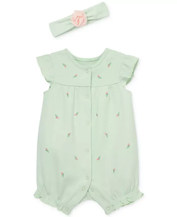 Комплект для девочек: вышитый хлопковый комбинезон и повязка на голову (2 предмета) Little Me, зеленый
Комплект для девочек: вышитый хлопковый комбинезон и повязка на голову (2 предмета) Little Me, зеленый