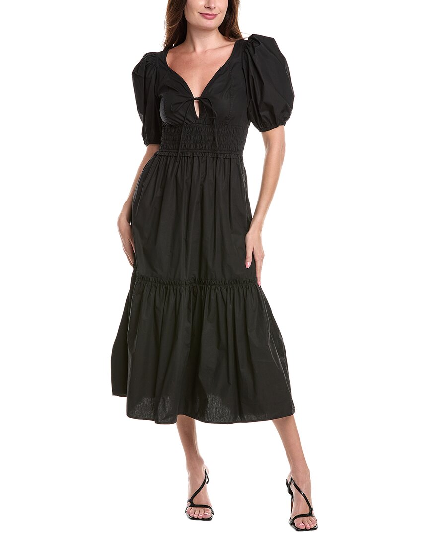 GANNI Поплиновое миди-платье, черный 
GANNI Поплиновое миди-платье, черный