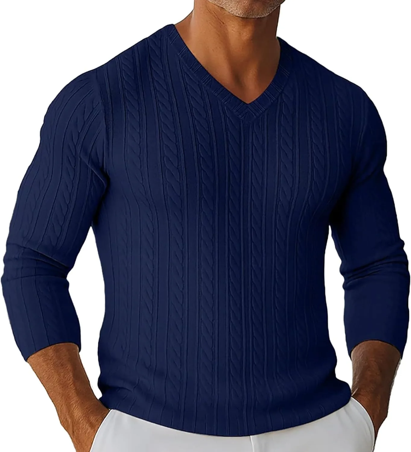 Свитер мужской V-образный вырез Cable Knit
Свитер мужской V-образный вырез Cable Knit