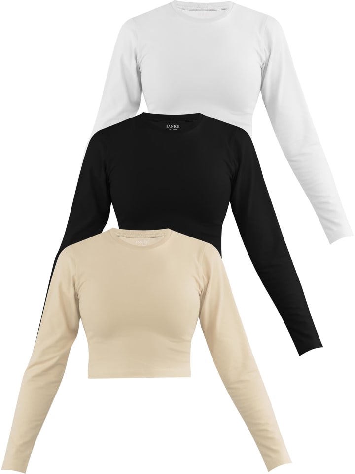 Лонгслив Janice 3 x Damen crop Langarmshirt hochgeschlossen Noia, цвет Beige/Schwarz/Weiß
Лонгслив Janice 3 x Damen crop Langarmshirt hochgeschlossen Noia, цвет Beige/Schwarz/Weiß