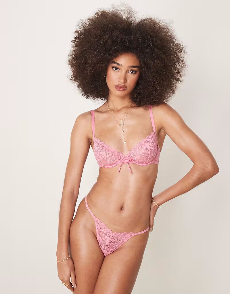 Бюстгальтер на косточках с кружевом и корсетом Blake Heart, розовый Asos Design
Бюстгальтер на косточках с кружевом и корсетом Blake Heart, розовый Asos Design