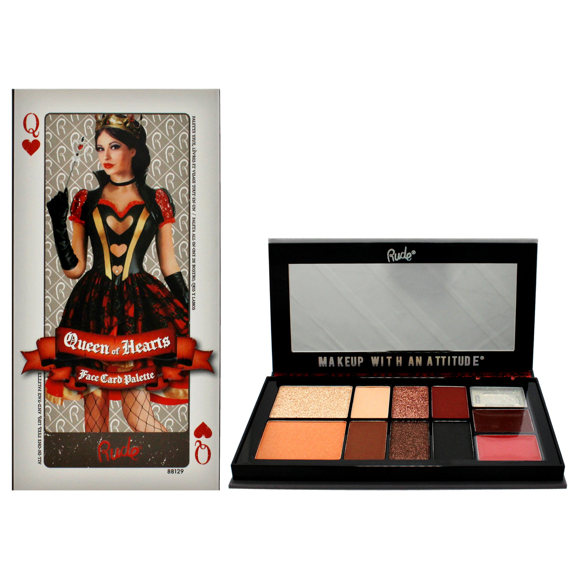 Палетка теней Face Card - Queen of Hearts от Rude Cosmetics для женщин - 0,51 унции Rude Cosmetics, Small
Палетка теней Face Card - Queen of Hearts от Rude Cosmetics для женщин - 0,51 унции Rude Cosmetics, Small