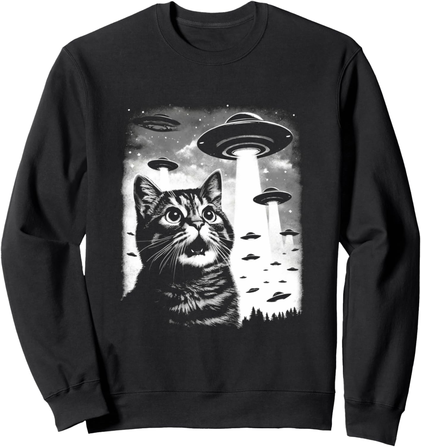 Причудливая толстовка с изображением кота и НЛО в ночном небе Stellar Fantasy Adventure, черный
Причудливая толстовка с изображением кота и НЛО в ночном небе Stellar Fantasy Adventure, черный