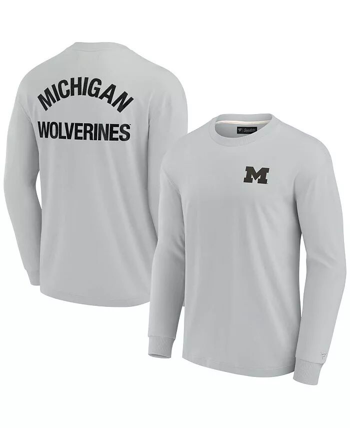 Мужская и женская серая футболка Michigan Wolverines Super Soft с длинным рукавом Fanatics Signature
Мужская и женская серая футболка Michigan Wolverines Super Soft с длинным рукавом Fanatics Signature