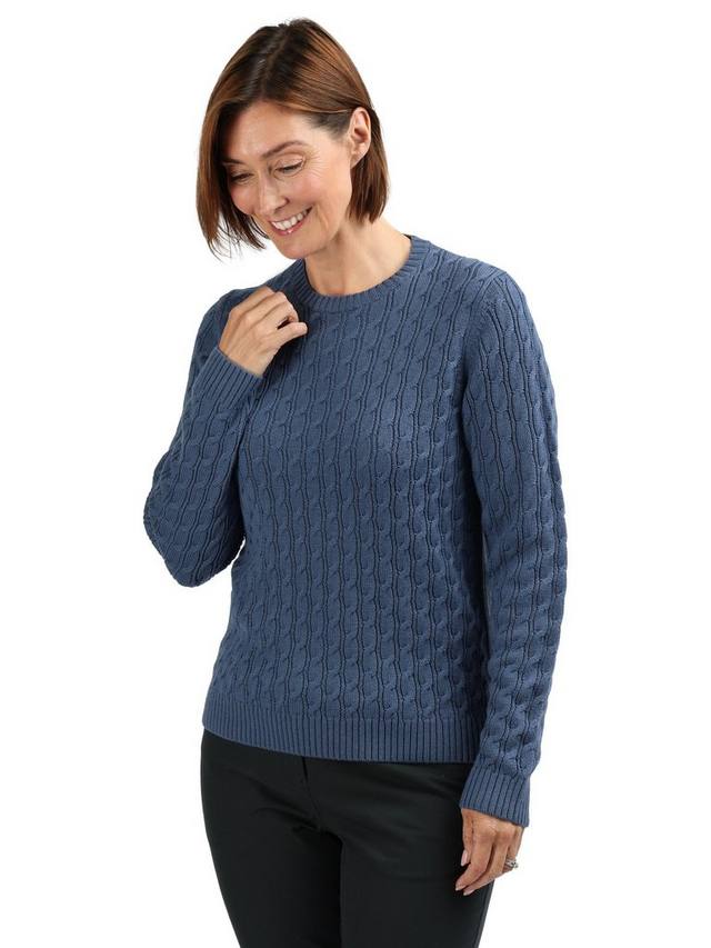 Женский джемпер из мериносовой шерсти с воротником-гольф и ажурным узором Rohan, Ocean Blue
Женский джемпер из мериносовой шерсти с воротником-гольф и ажурным узором Rohan, Ocean Blue