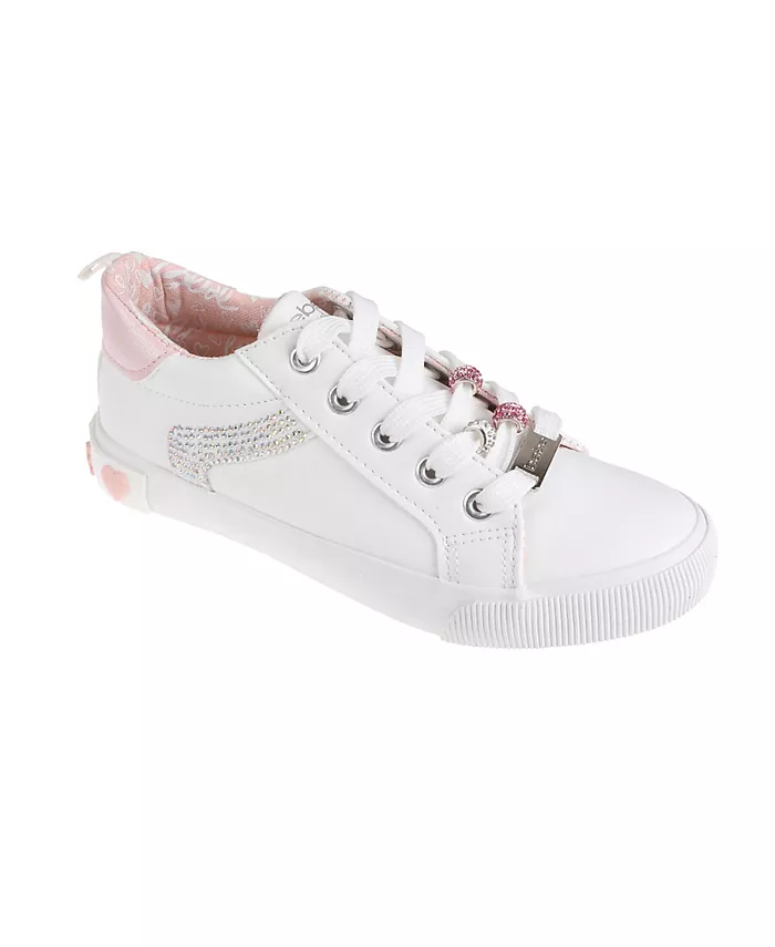 Детские низкие кроссовки с пайетками, бусинами и металлическими пластинами Bebe, белый
Детские низкие кроссовки с пайетками, бусинами и металлическими пластинами Bebe, белый