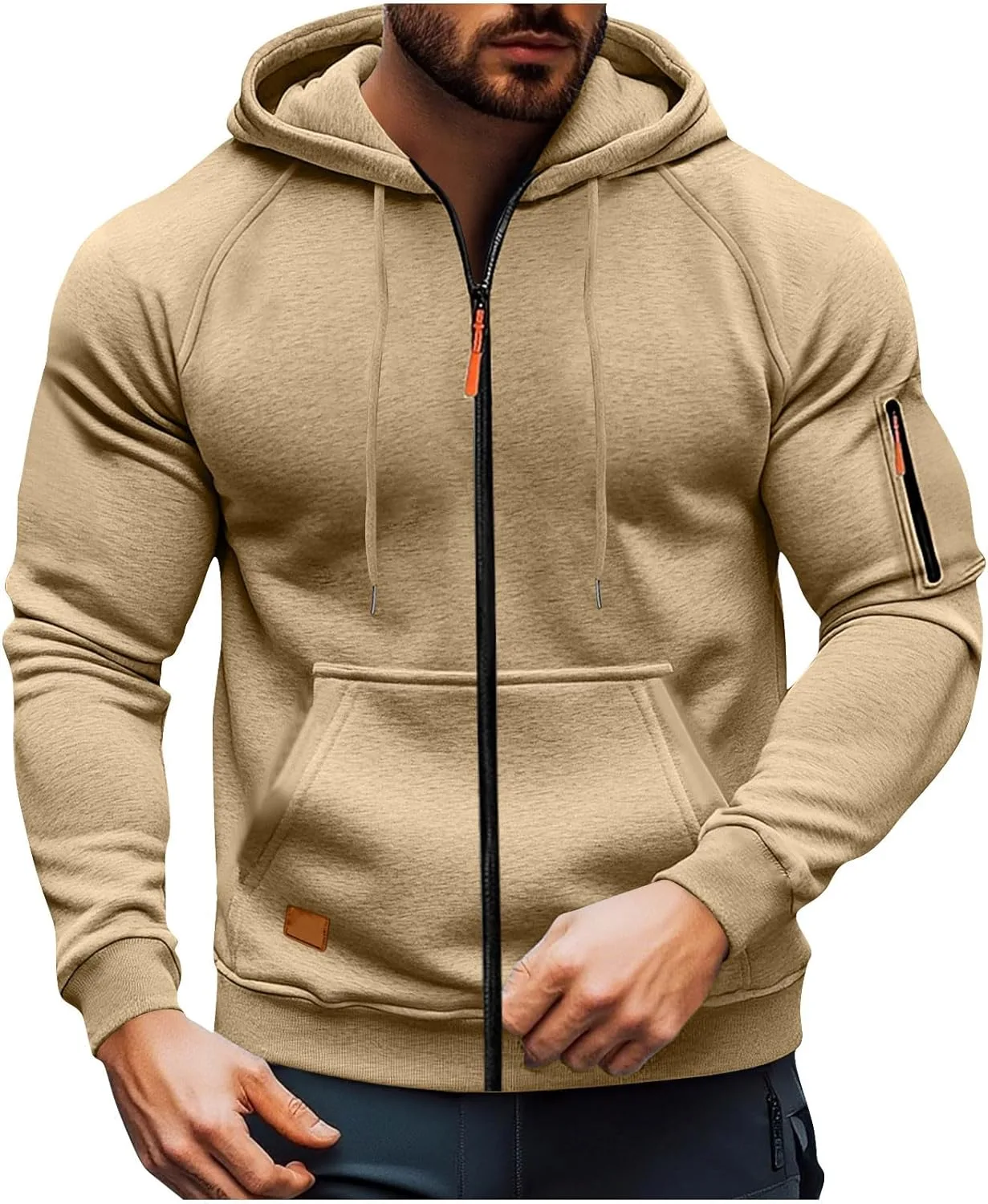 Мужская толстовка с капюшоном на молнии и регланными рукавами
Мужская толстовка с капюшоном на молнии и регланными рукавами