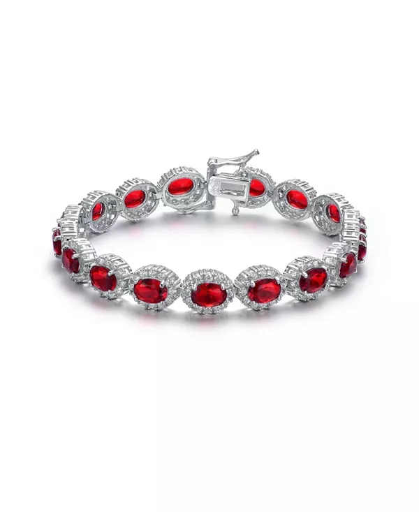 Стильный теннисный браслет из стерлингового серебра с овальными цветными кубическими цирконами Genevive, red
Стильный теннисный браслет из стерлингового серебра с овальными цветными кубическими цирконами Genevive, red