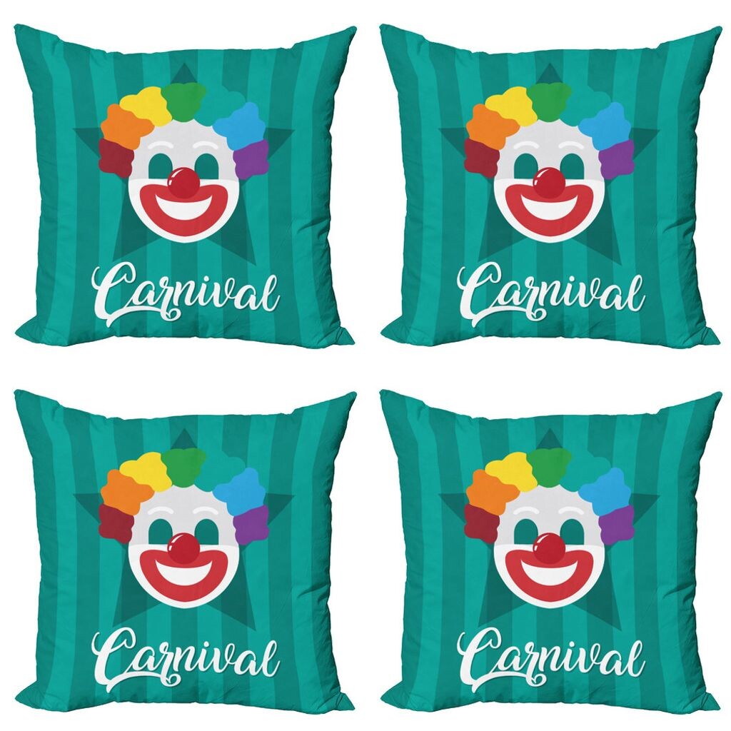 ABAKUHAUS Carnival Набор чехлов для подушек (4 предмета), типографика с лицом клоуна, современная двусторонняя цифровая печать, 50 x 50 см, бирюзовый и разноцветный
ABAKUHAUS Carnival Набор чехлов для подушек (4 предмета), типографика с лицом клоуна, современная двусторонняя цифровая печать, 50 x 50 см, бирюзовый и разноцветный