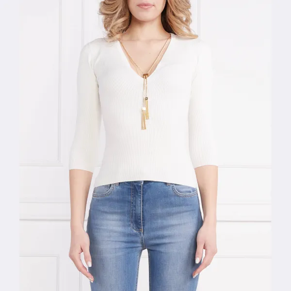 Блузка приталенного кроя с добавлением шелка Elisabetta Franchi, белый
Блузка приталенного кроя с добавлением шелка Elisabetta Franchi, белый