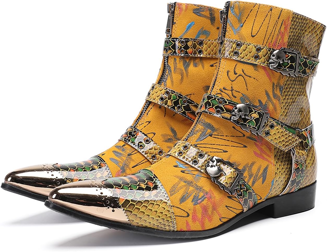Мужские ковбойские сапоги Santimon с принтом змеи - панк-рок, готические повседневные западные сапоги с металлическим носком, ремешком с пряжкой, заклепками в виде черепа и боковой молнией для сцены, вечеринок и баров, желтый
Мужские ковбойские сапоги Santimon с принтом змеи - панк-рок, готические повседневные западные сапоги с металлическим носком, ремешком с пряжкой, заклепками в виде черепа и боковой молнией для сцены, вечеринок и баров, желтый