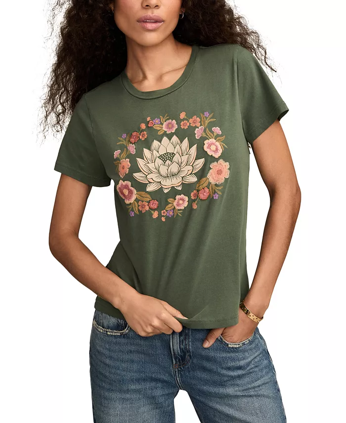 Женская классическая хлопковая футболка с вышивкой «Лотос» Lucky Brand, зеленый
Женская классическая хлопковая футболка с вышивкой «Лотос» Lucky Brand, зеленый