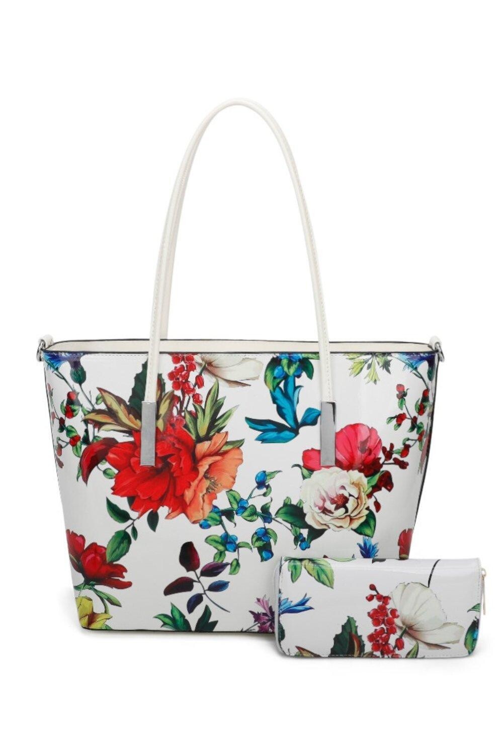 Глянцевая большая сумка через плечо и кошелек Fleur с цветочным принтом 2 в 1 Fontanella Fashion, белый
Глянцевая большая сумка через плечо и кошелек Fleur с цветочным принтом 2 в 1 Fontanella Fashion, белый