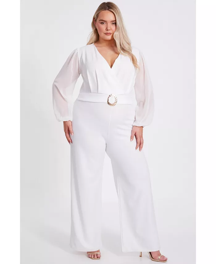 Плюс сайз комбинезон с запахом и пряжкой из шифона QUIZ, коричневый/бежевый
Плюс сайз комбинезон с запахом и пряжкой из шифона QUIZ, коричневый/бежевый