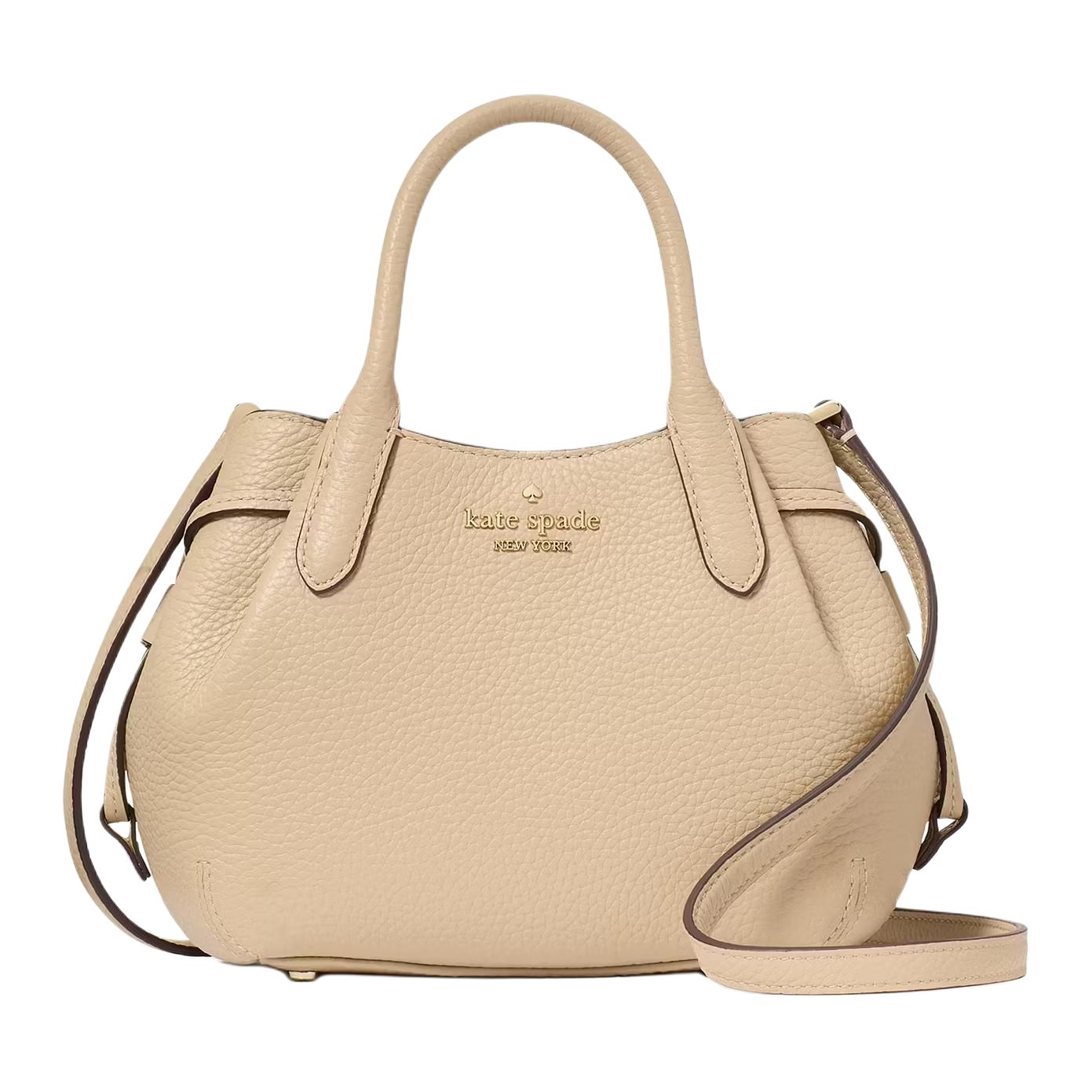 Kate Spade Кожаная сумка-пельмень через плечо мини женская светло-песочная