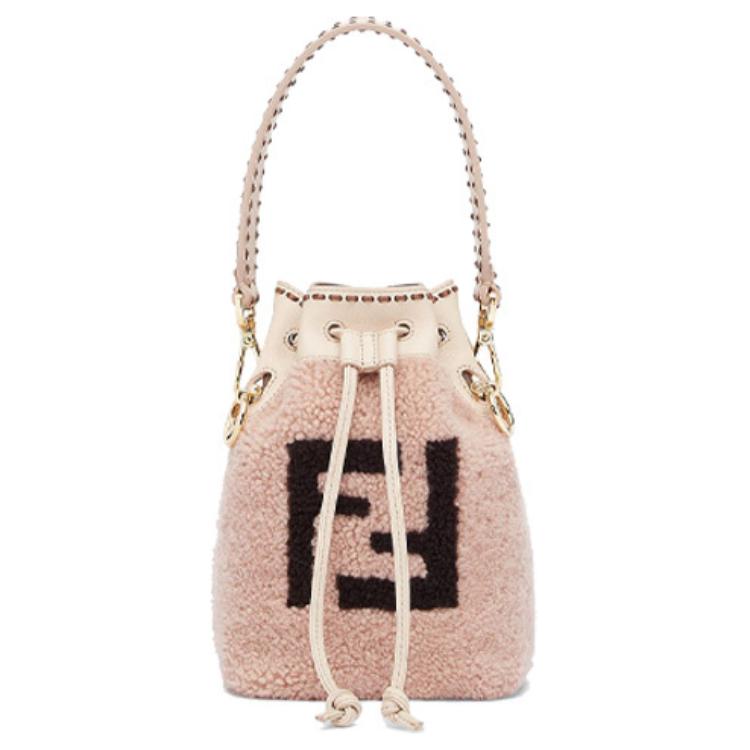Mon Tresor Сумка-ведро из овчины, Плечевая сумка, Кроссбод, Мини-сумка Женская Розовая/Конфетная FENDI 
Mon Tresor Сумка-ведро из овчины, Плечевая сумка, Кроссбод, Мини-сумка Женская Розовая/Конфетная FENDI