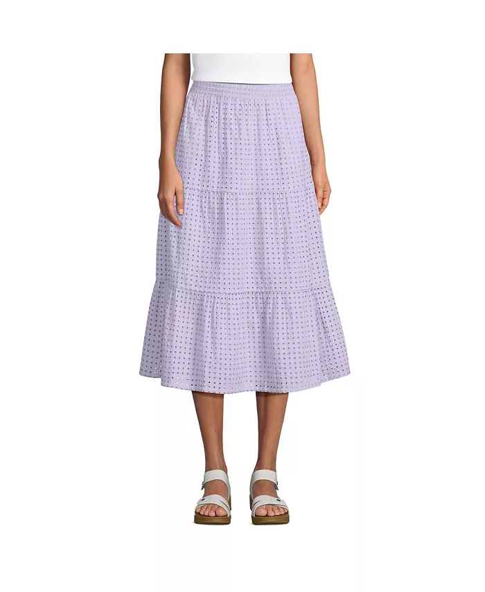 Женская поплиновая юбка миди с ярусными люверсами Lands' End, фиолетовый
Женская поплиновая юбка миди с ярусными люверсами Lands' End, фиолетовый