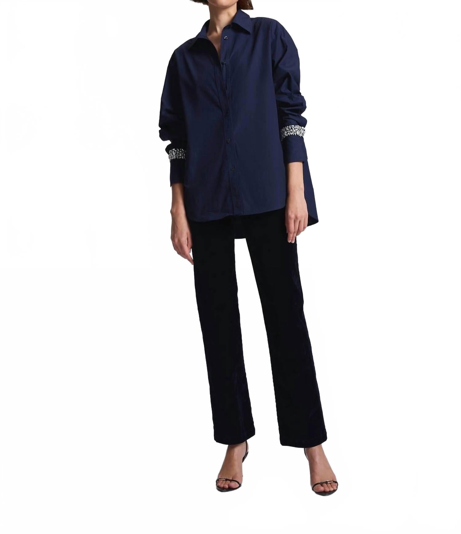 Calvin Crystal Рубашка с длинным рукавом и кристаллами в цвете navy A.L.C.
Calvin Crystal Рубашка с длинным рукавом и кристаллами в цвете navy A.L.C.