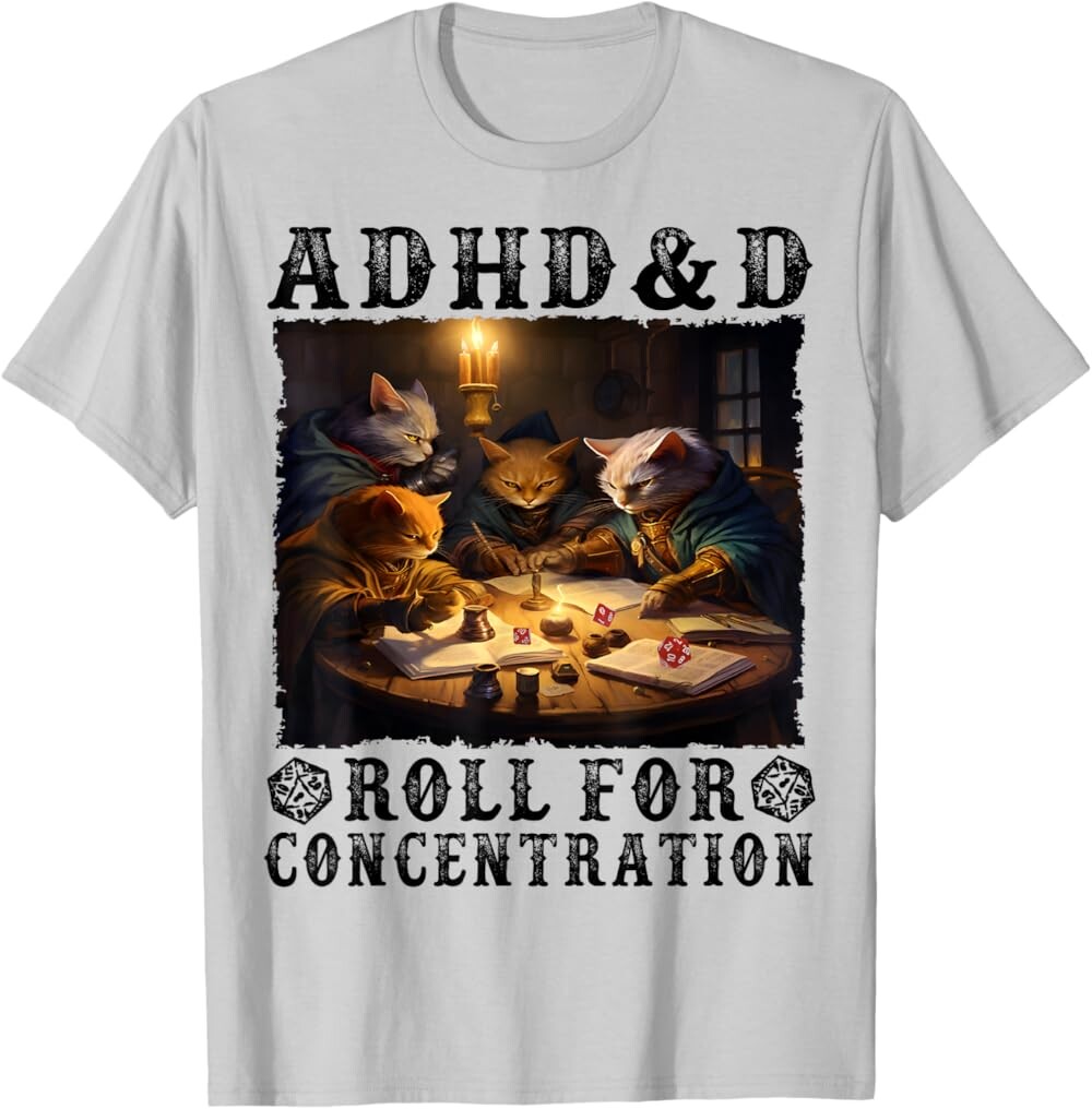 Мужская футболка Funny Tees Gamer RPG Apparel Cats RPG Gamer Roll For Concentration, светло-серый
Мужская футболка Funny Tees Gamer RPG Apparel Cats RPG Gamer Roll For Concentration, светло-серый