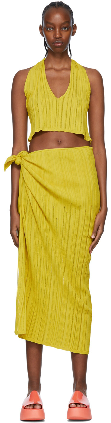 Эксклюзивный желтый комплект из вискозы SSENSE Marco Rambaldi 
Эксклюзивный желтый комплект из вискозы SSENSE Marco Rambaldi